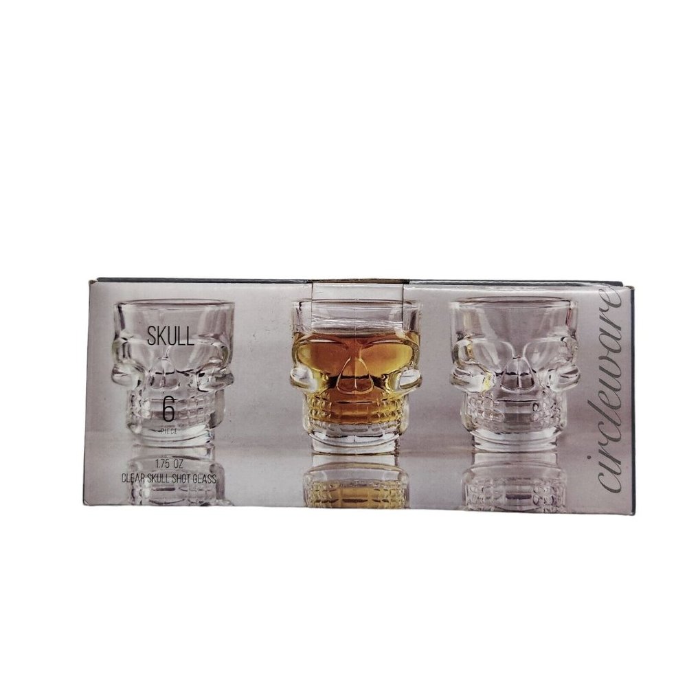 Circleware Skull Shot Glasses - Set Of 6 Clear 1.75oz